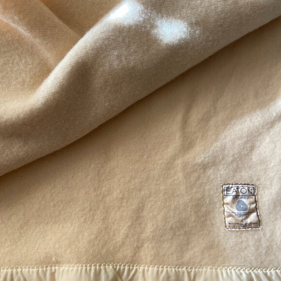 Pure Virgin Wool Blanket Eaton Cream Vintage - Picture 6 of 7